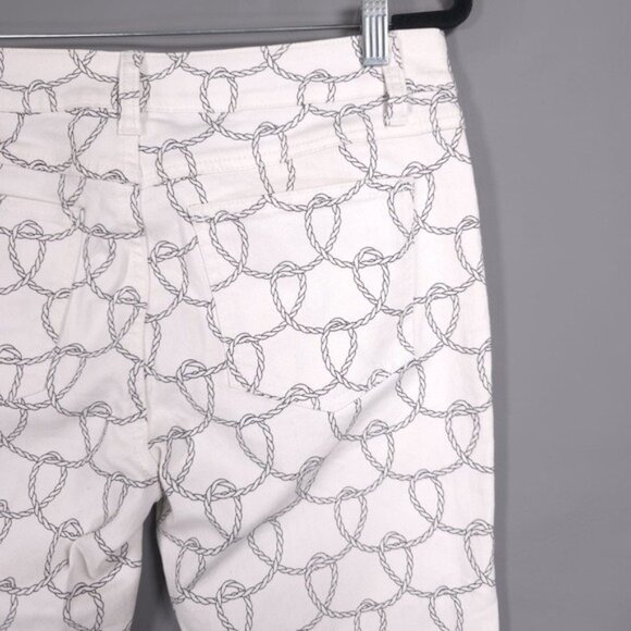 NWT‎ CAbi Women’s 761 Printed Nautical Rope Bootlet Jeans Denim White Size 6 - Picture 11 of 15